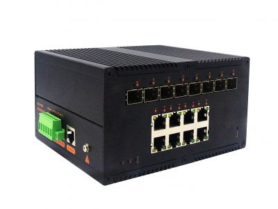 工業(yè)級(jí)POE(NT品牌)管理型千兆8光8電(M系列)交換機(jī) 工業(yè)級(jí)POE(NT品牌)管理型千兆8光8電(M系列)交換機(jī)